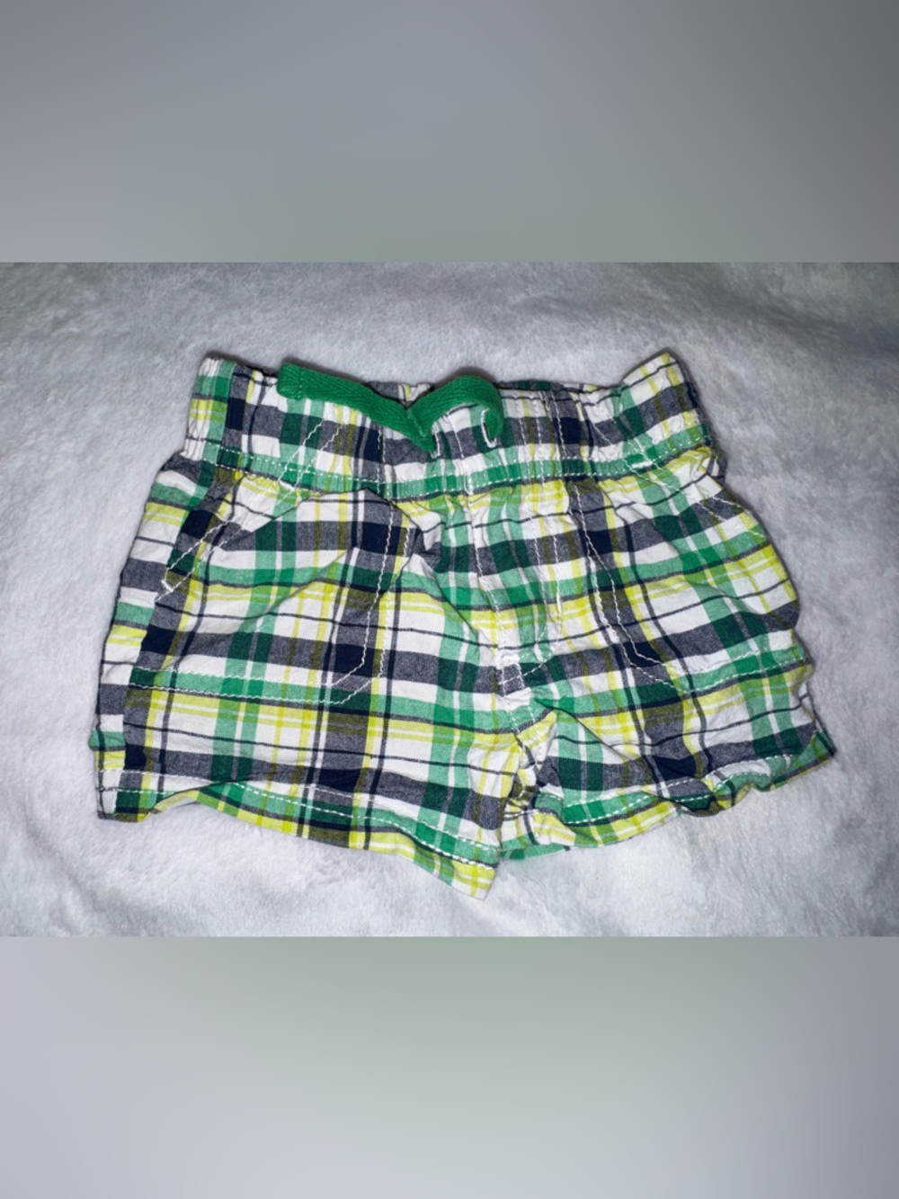 Carter's Child of Mine Plaid Shorts in Green, Yellow & Navy